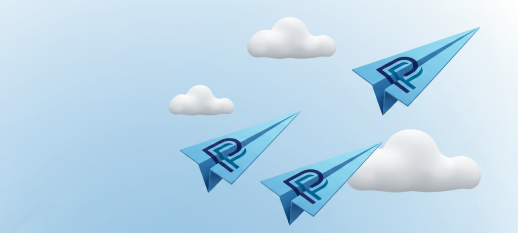 Nieuwsbrief Praktijk voor Privacy. 3 papieren vliegtuigen met het logo van de praktijk vliegen door de wolken naar rechtsboven.